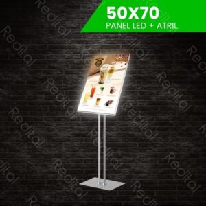 Led Panel 50x70, con atril de aluminio (Pedestal)