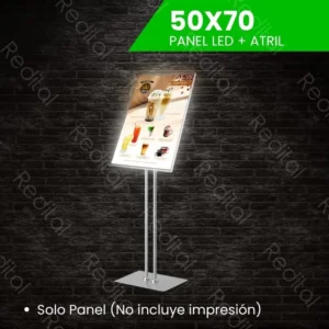 Led Panel 50x70, con atril de aluminio (Pedestal)
